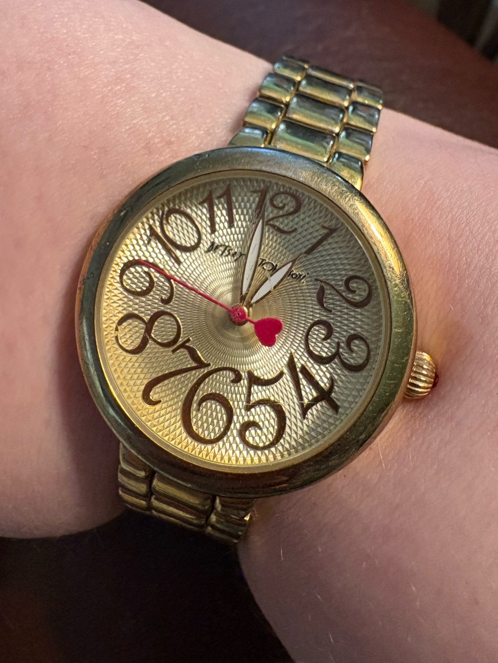 Betsey Johnson Gold Tone Watch Heart Second Hand As Is